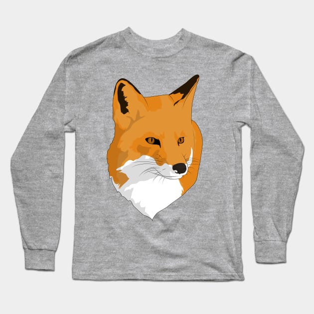 Fox Head Long Sleeve T-Shirt by Sticker Steve